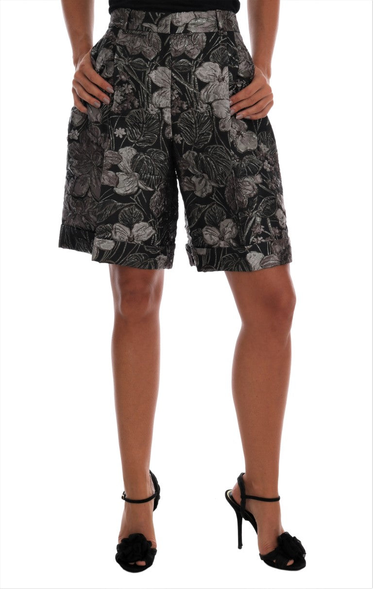 Elegante brokaat shorts met hoge taille