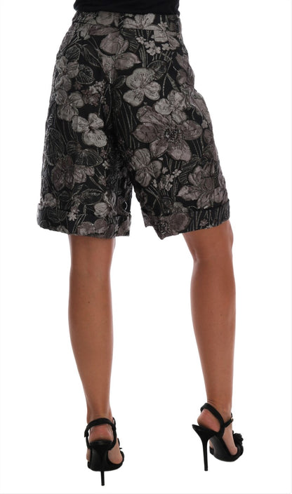 Elegante brokaat shorts met hoge taille