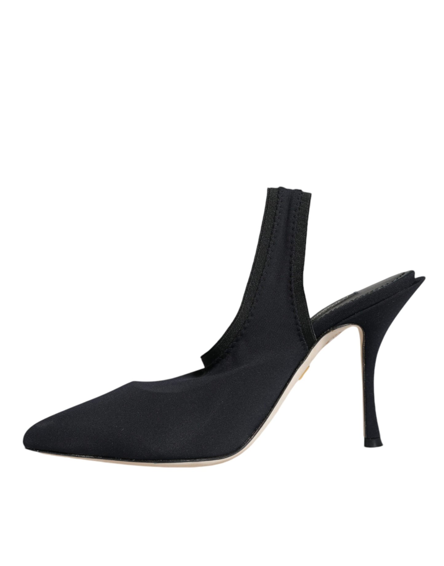 Zwarte Jersey Stretch Hakken Slingback Schoenen