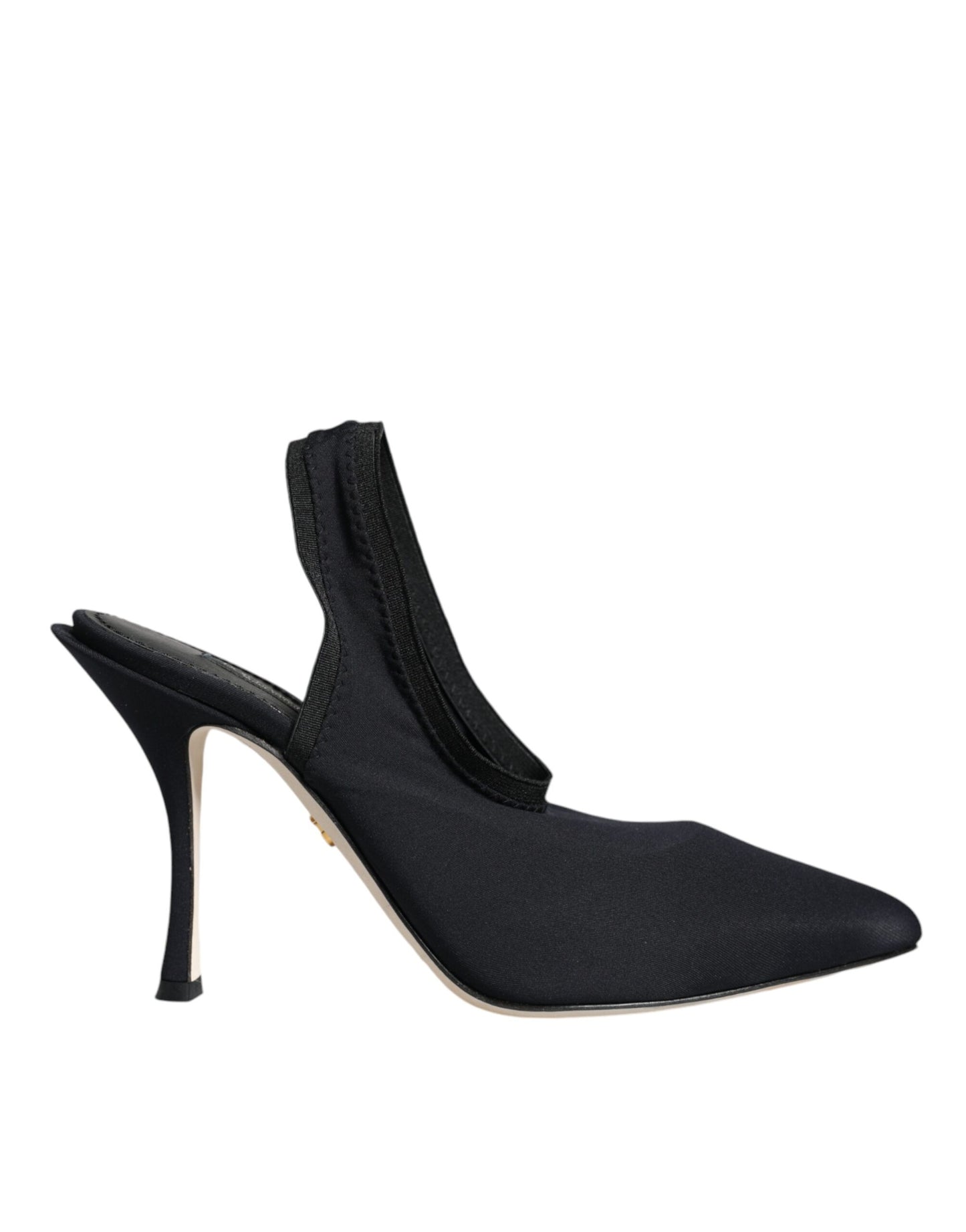 Zwarte Jersey Stretch Hakken Slingback Schoenen