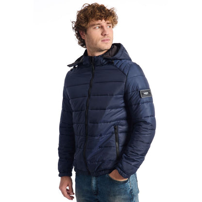 Blue Polyester Men Jacket