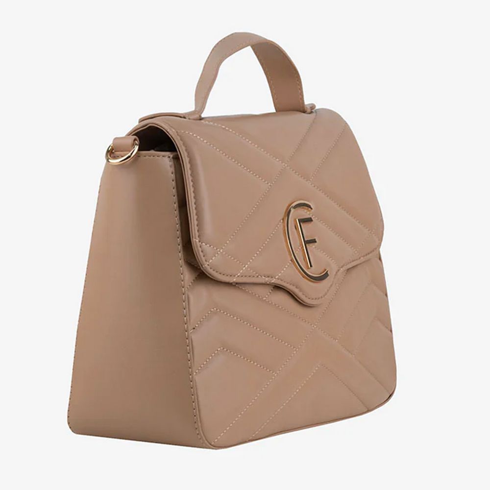 Beige Kunstleren Crossbody Tas