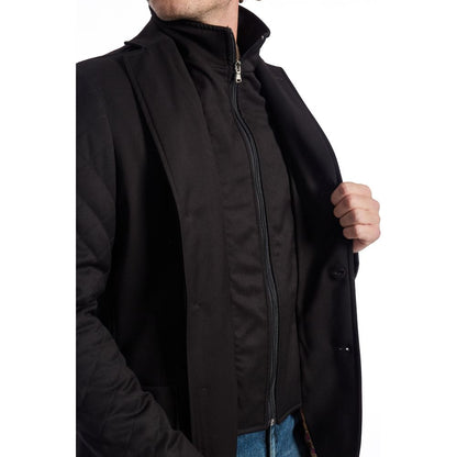 Black Viscose Men Jacket