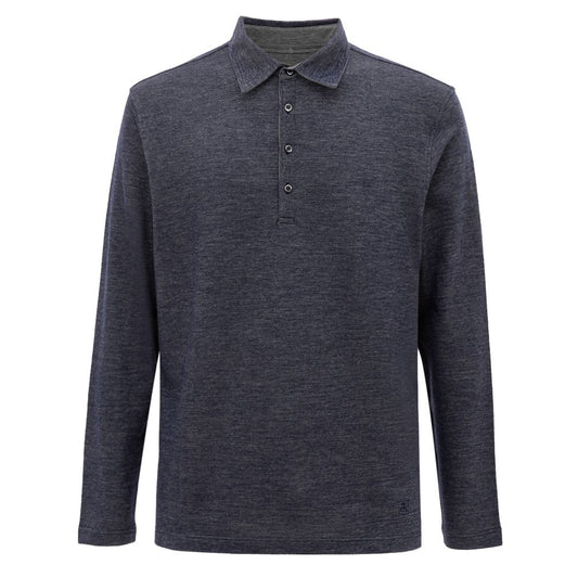 Blauwe wollen poloshirt