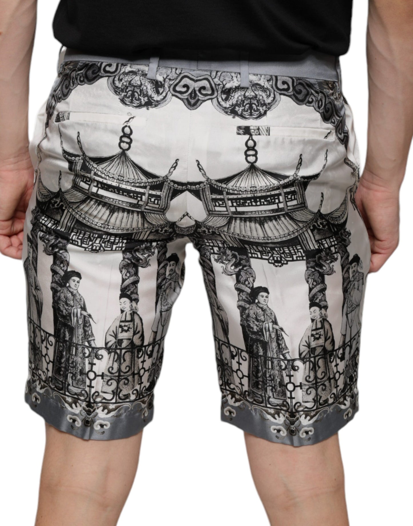 Multicolor Printed Silk Men Bermuda Shorts