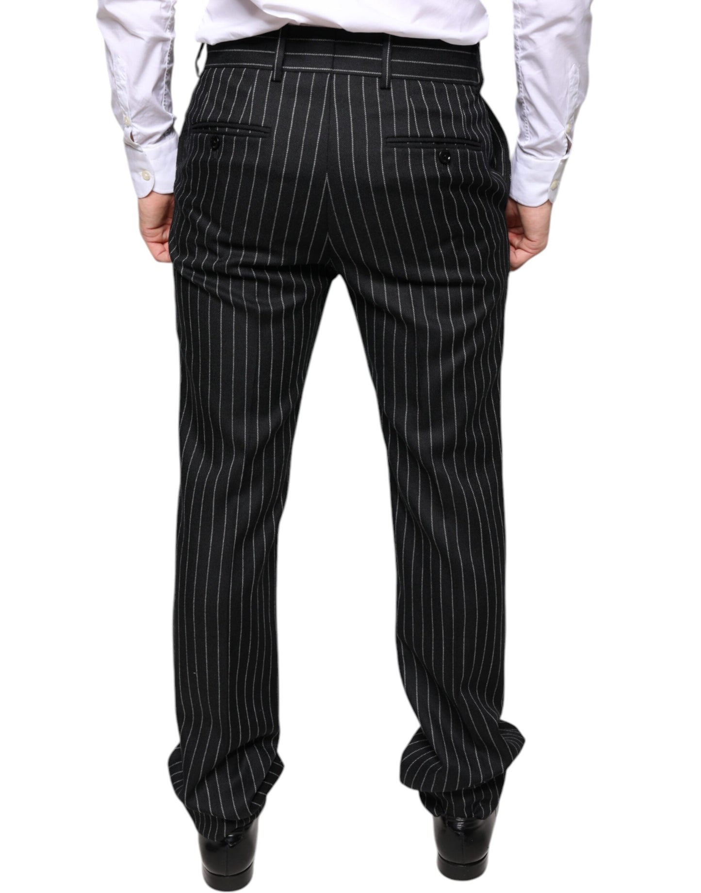 Black Stripes Skinny Men Dress Pants