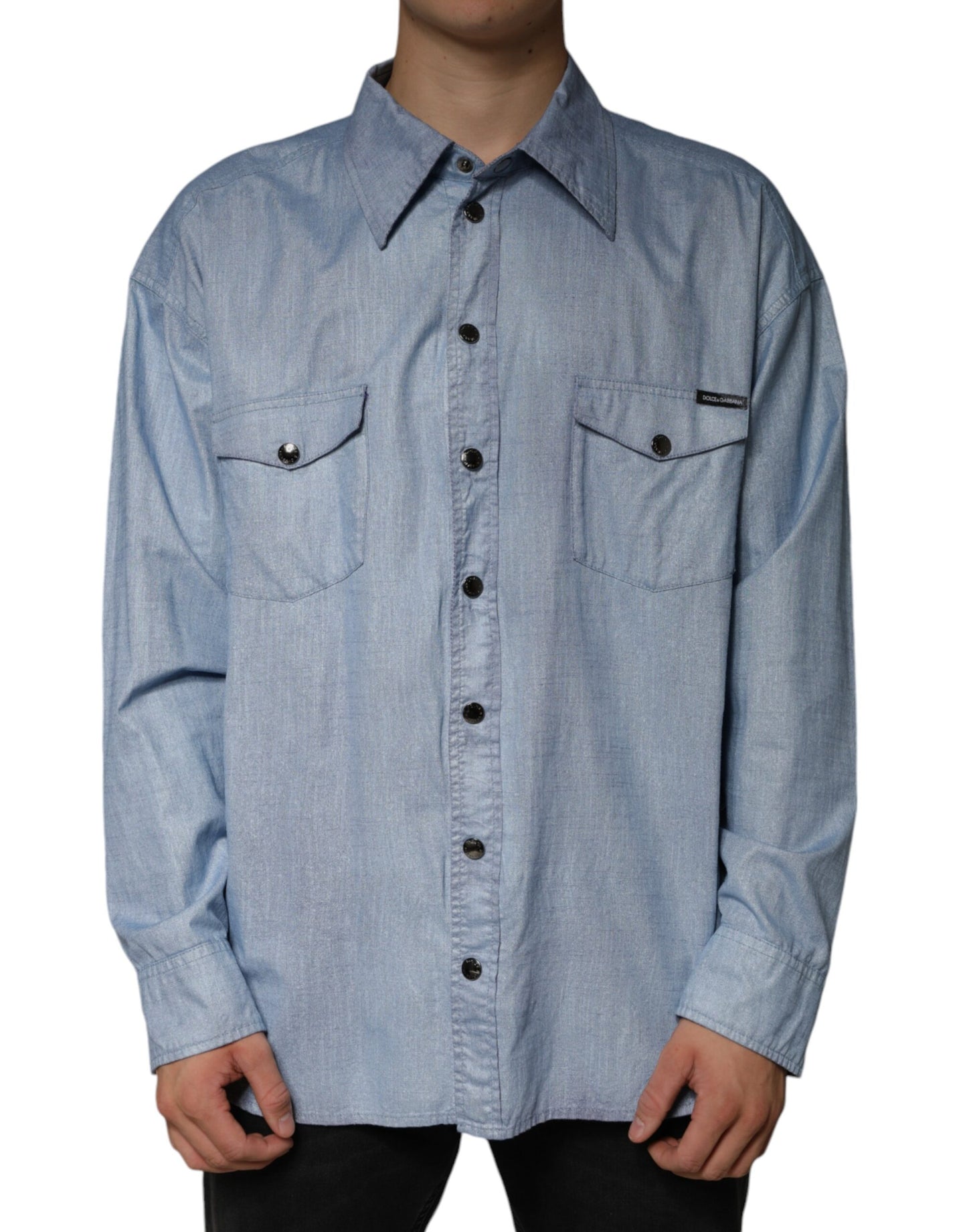 Light Blue Cotton Button Down Casual Shirt