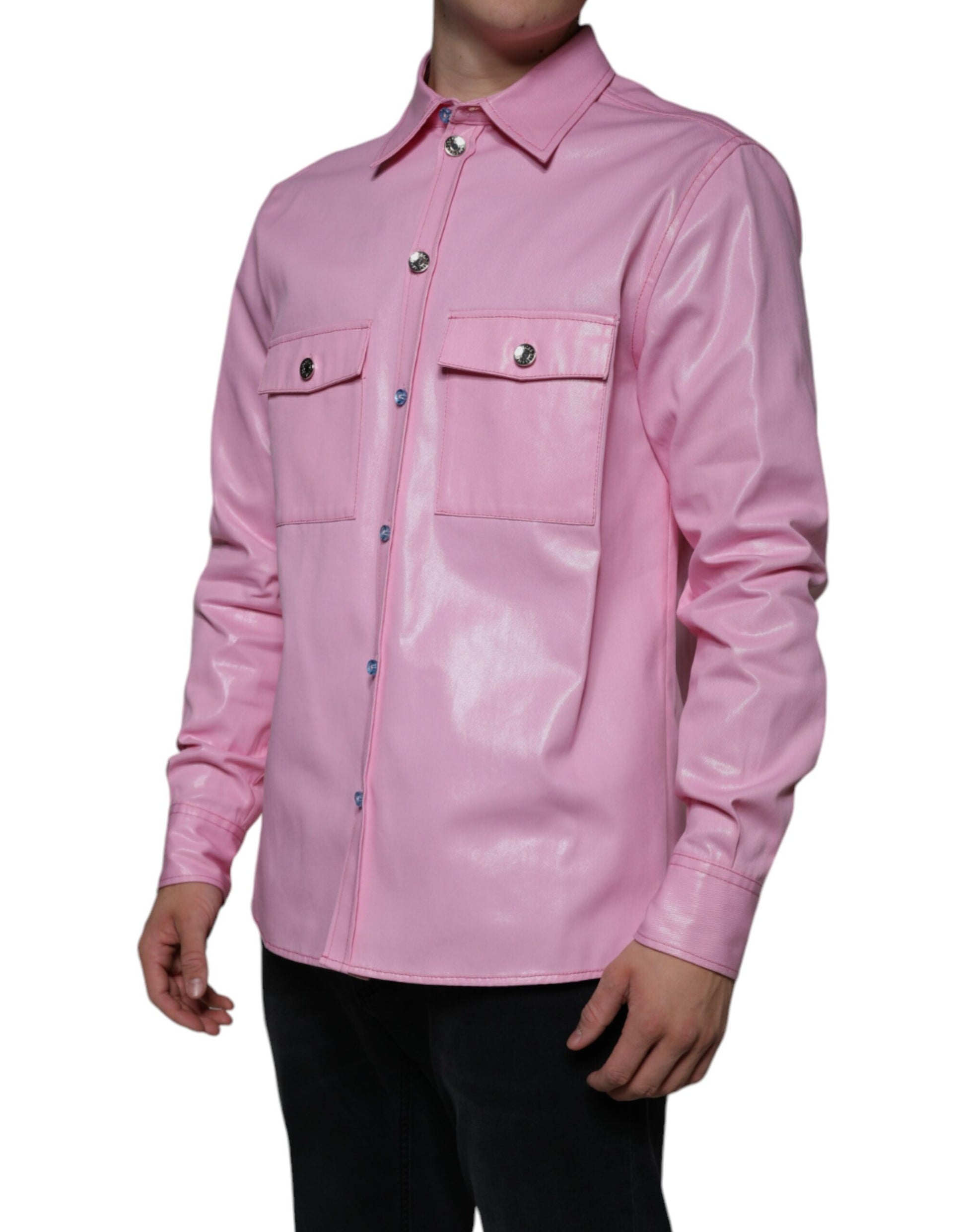 Pink Cotton Collared Button Down Shirt