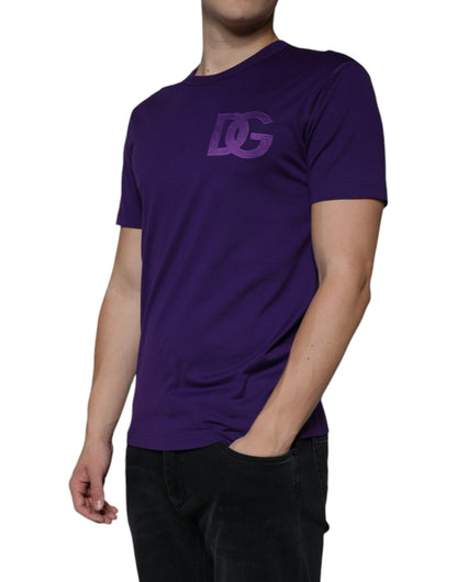 Purple DG Logo Cotton Crew Neck T-shirt