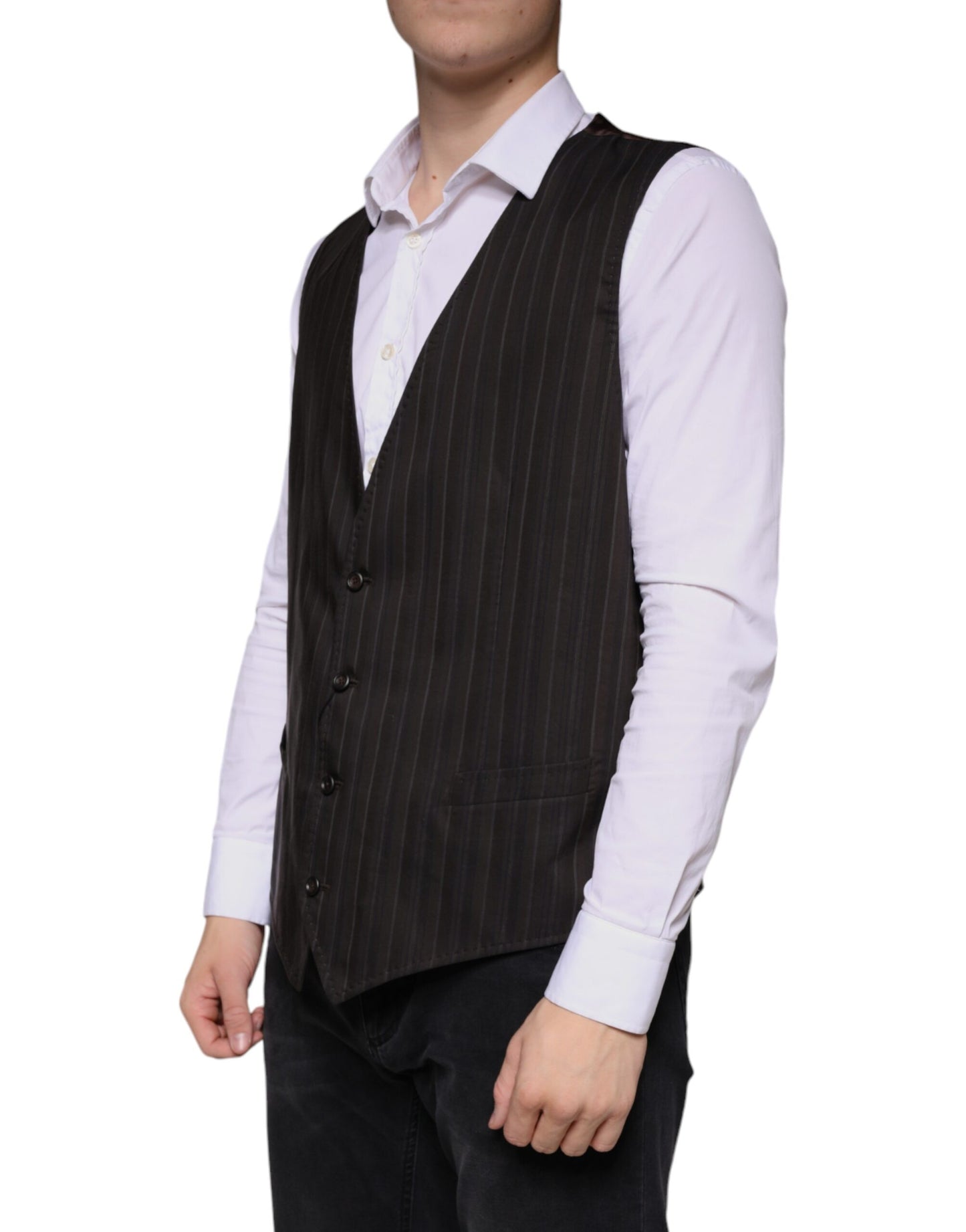 Black Cotton Waistcoat Dress Formal Vest