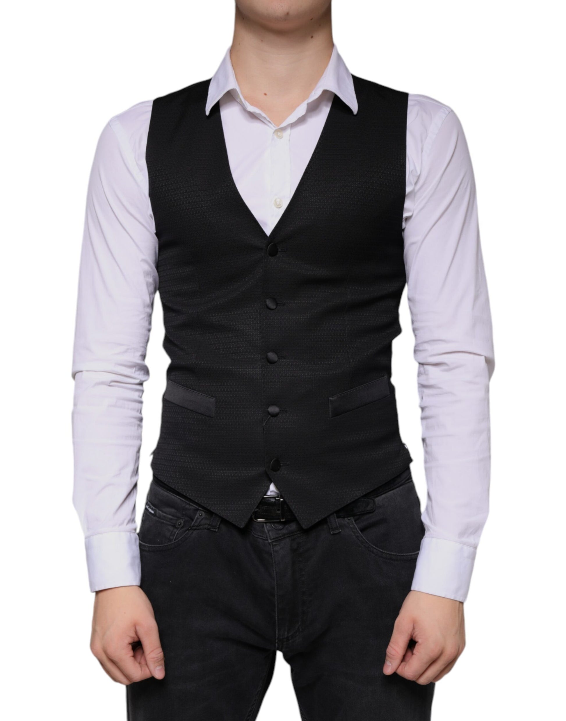 Black Wool Waistcoat Dress Formal Vest