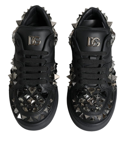 Black Studded Low Top Men Sneakers Shoes