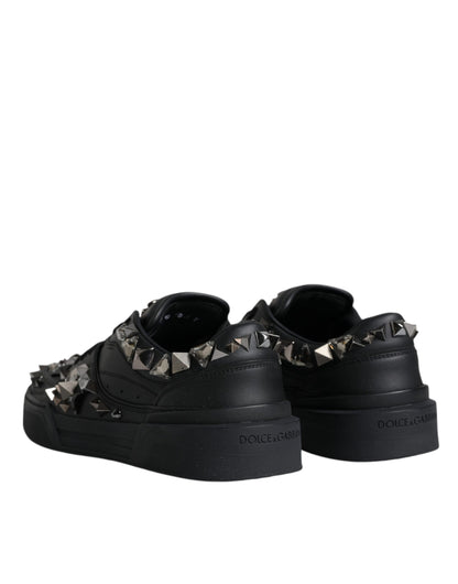 Black Studded Low Top Men Sneakers Shoes