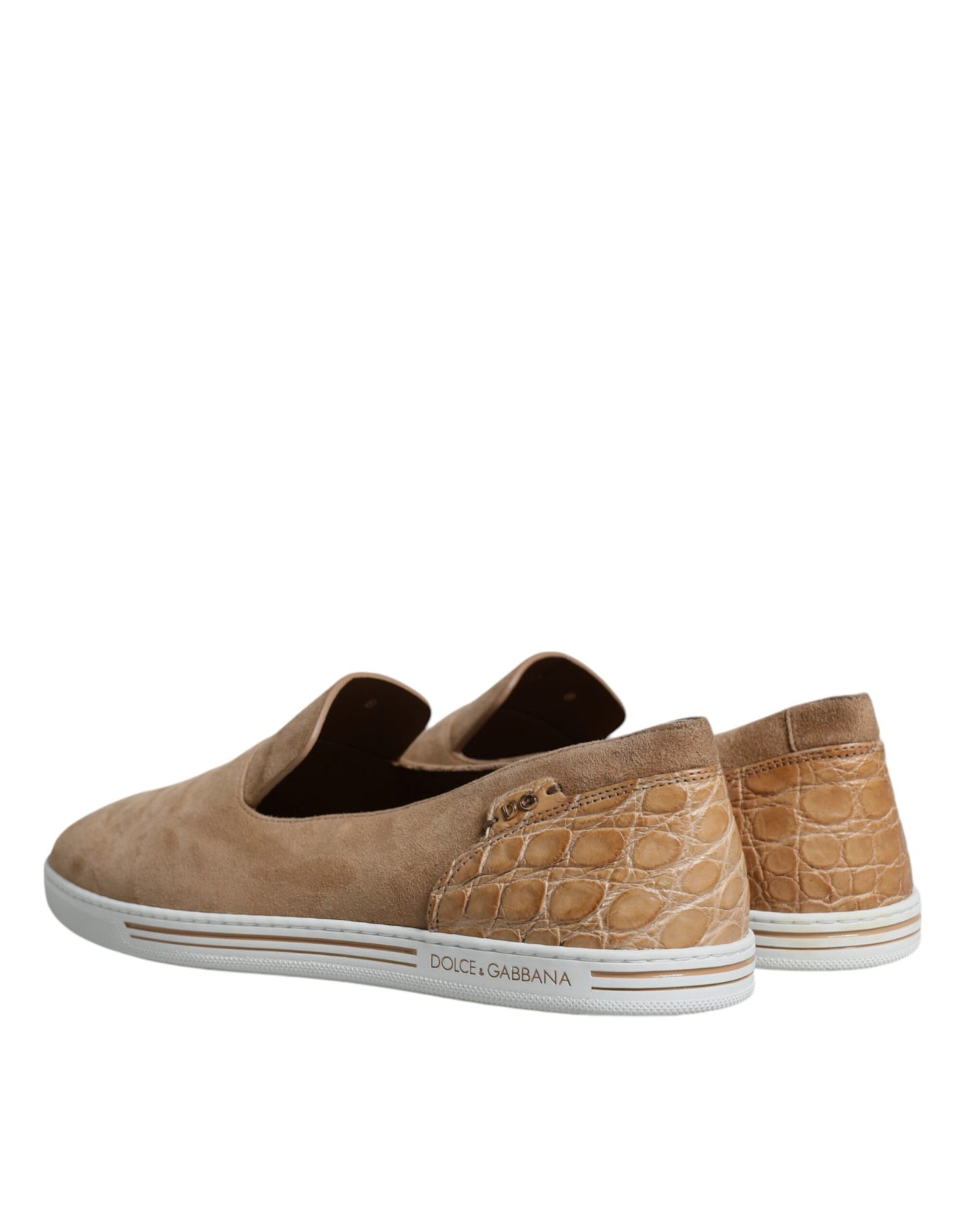 Beige Suede Caiman Loafers Slippers Shoes