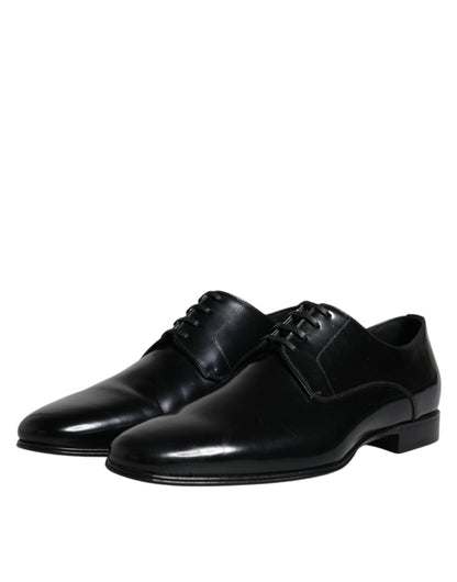 Black Leather Lace Up Men Derby Formal Shoes