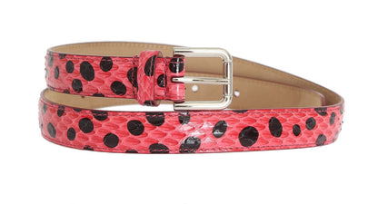 Polka Dot Slangenleren Riem met Zilveren Gesp