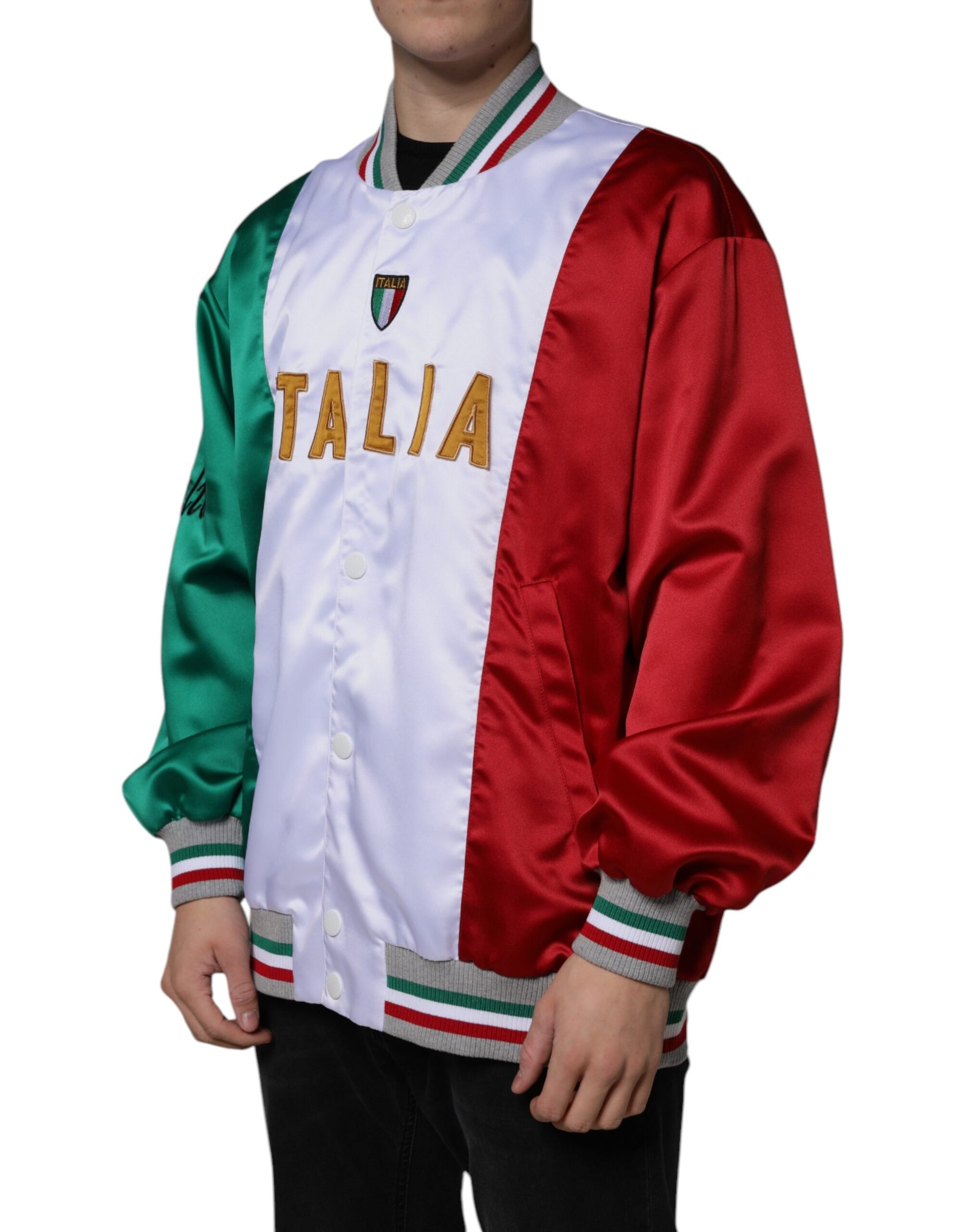 Multicolor Italia Button Down Bomber Jacket