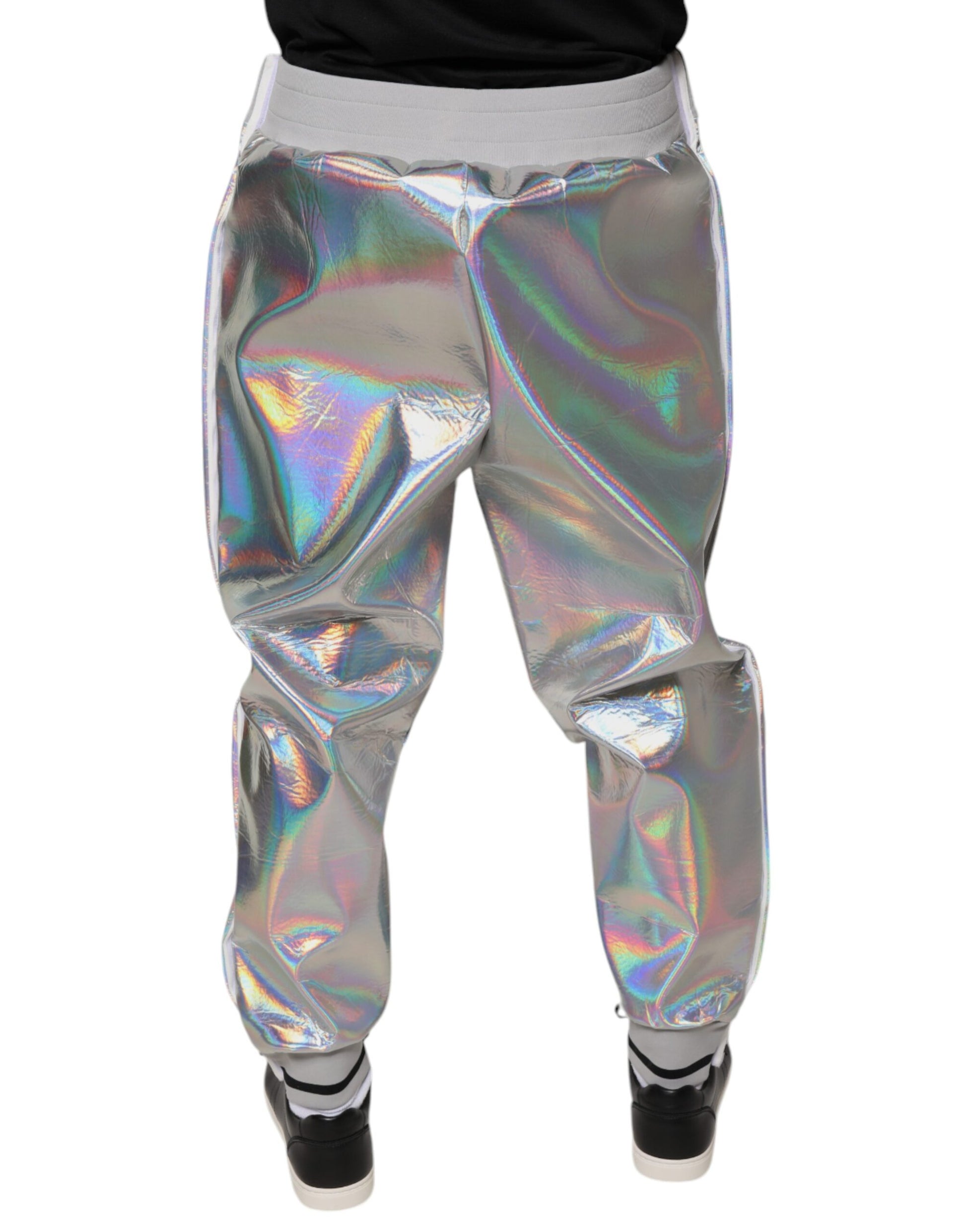 Silver Iridescent Men Jogger Sweatpants Pants