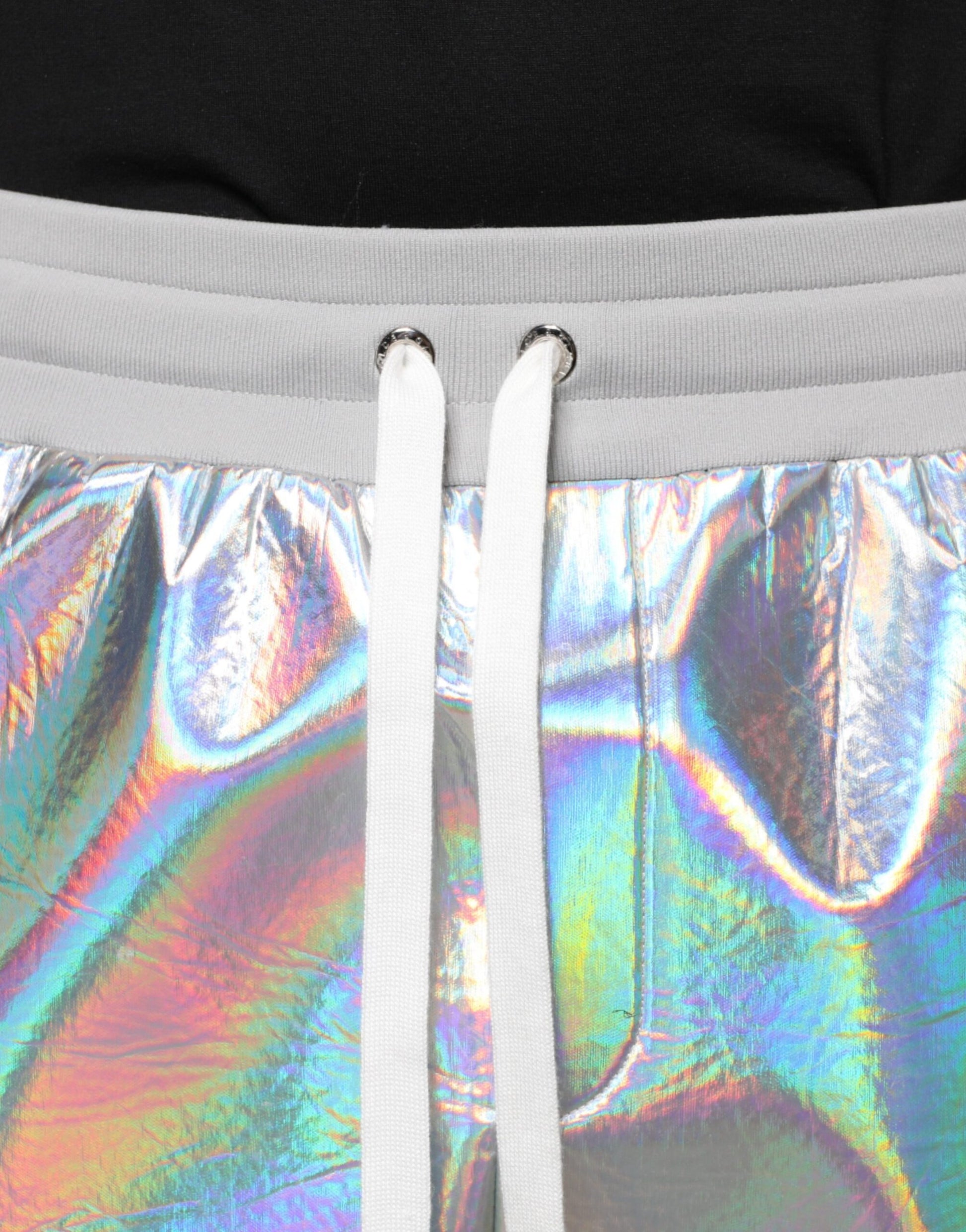 Silver Iridescent Men Jogger Sweatpants Pants