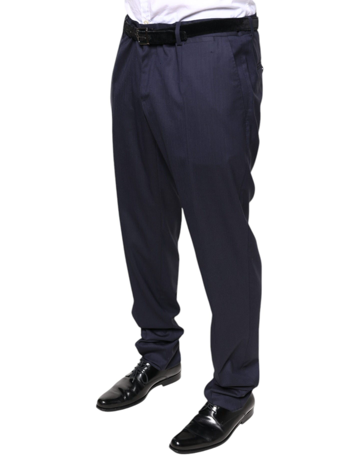 Blue Wool Skinny Formal Dress Pants