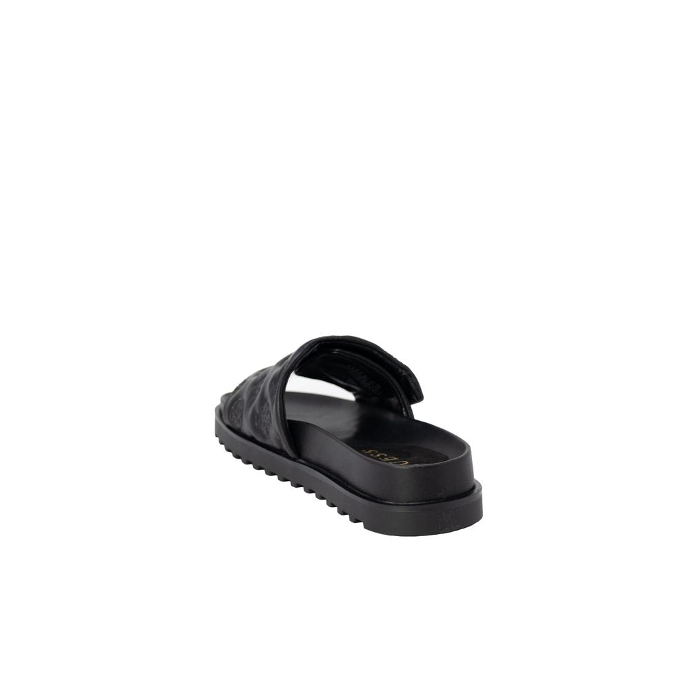 Black Synthetic Material Sandal