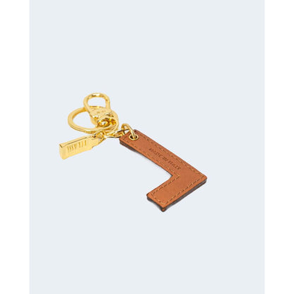 Beige Leather Keychain