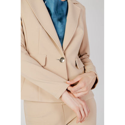 Beige Polyester Suits & Blazer