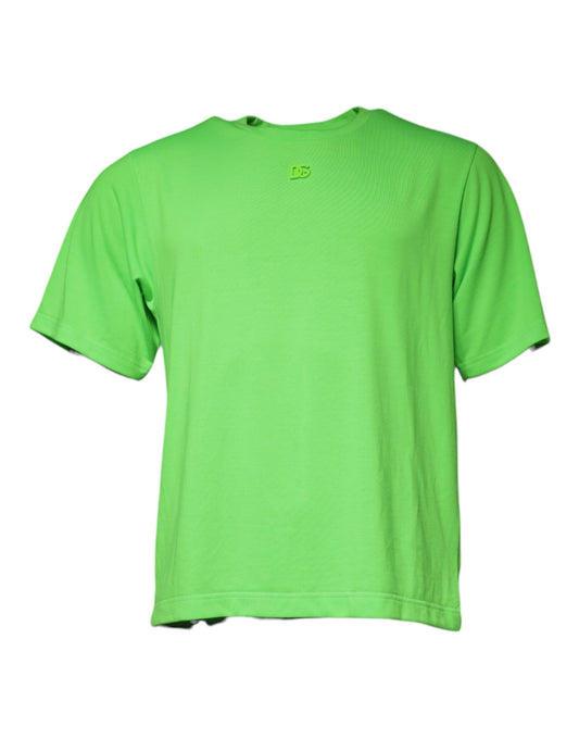 Green Logo Round Neck Short Sleeves T-shirt