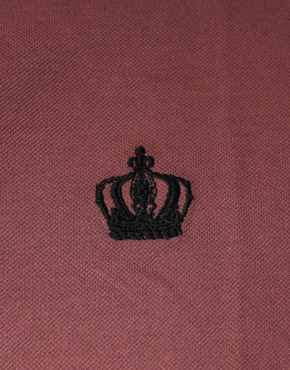 Pink Crown Embroidery Collared Polo T-shirt