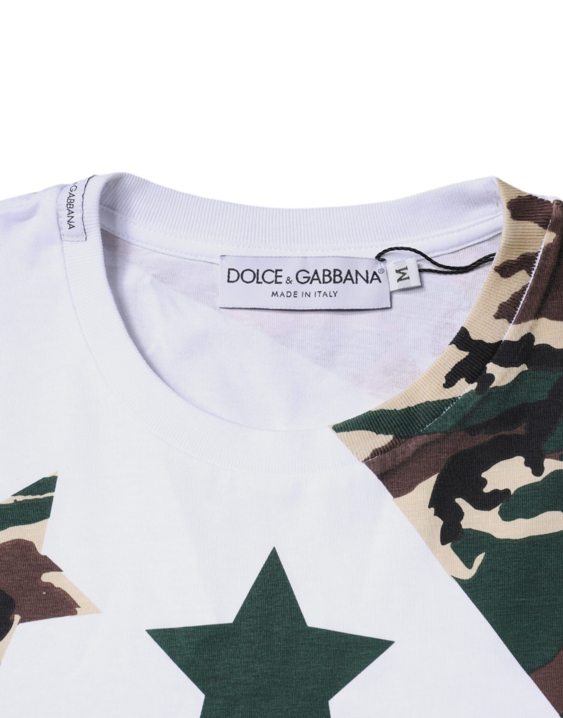 White Camouflage Stars Crew Neck T-shirt