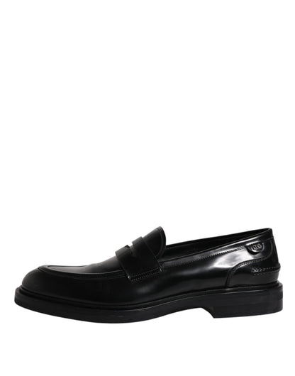 Black Leather Mocassin Formal Dress Shoes