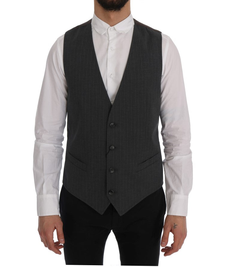 Elegante gestreepte grijze gilet