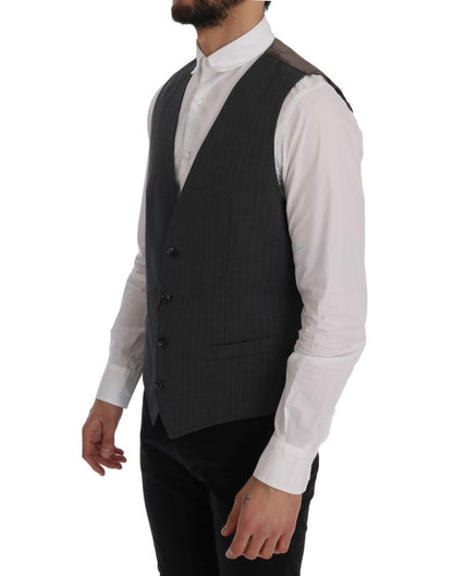 Elegante gestreepte grijze gilet