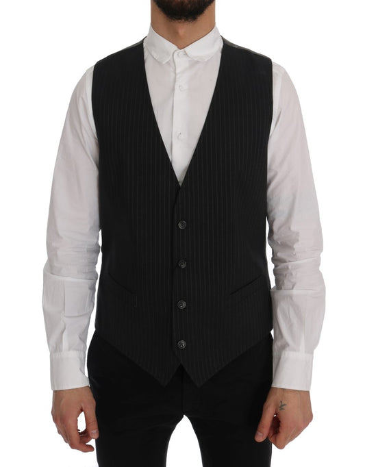 Elegante gestreepte grijze gilet