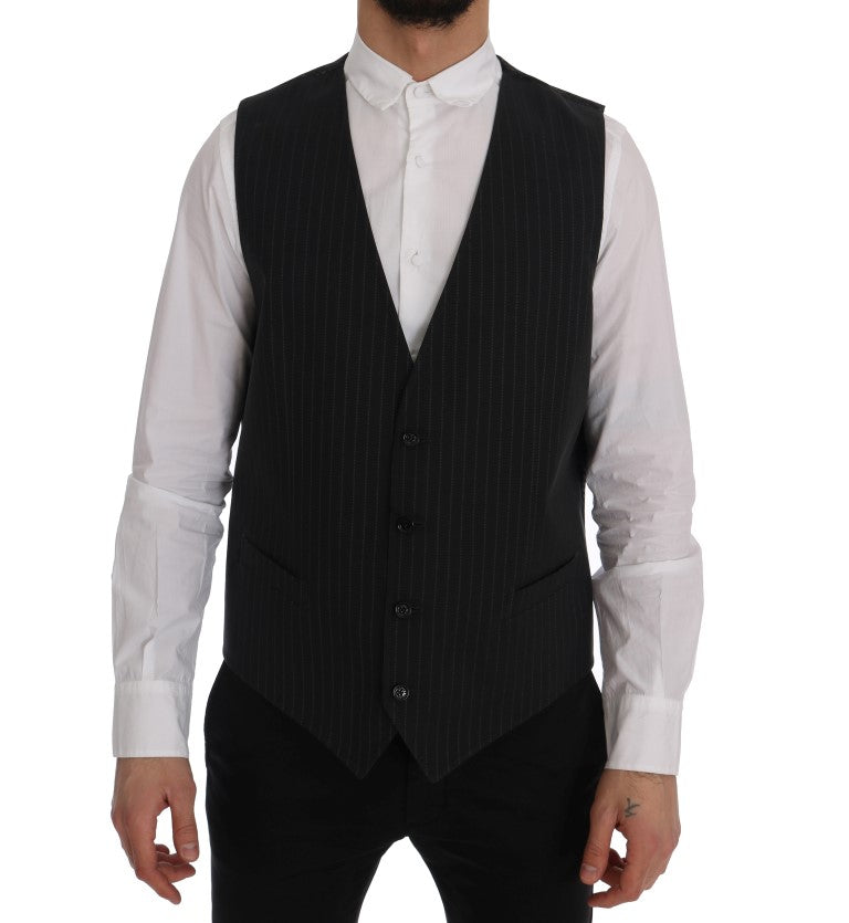 Elegante grijze gestreepte herengilet