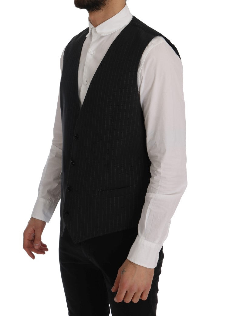 Elegante grijze gestreepte herengilet