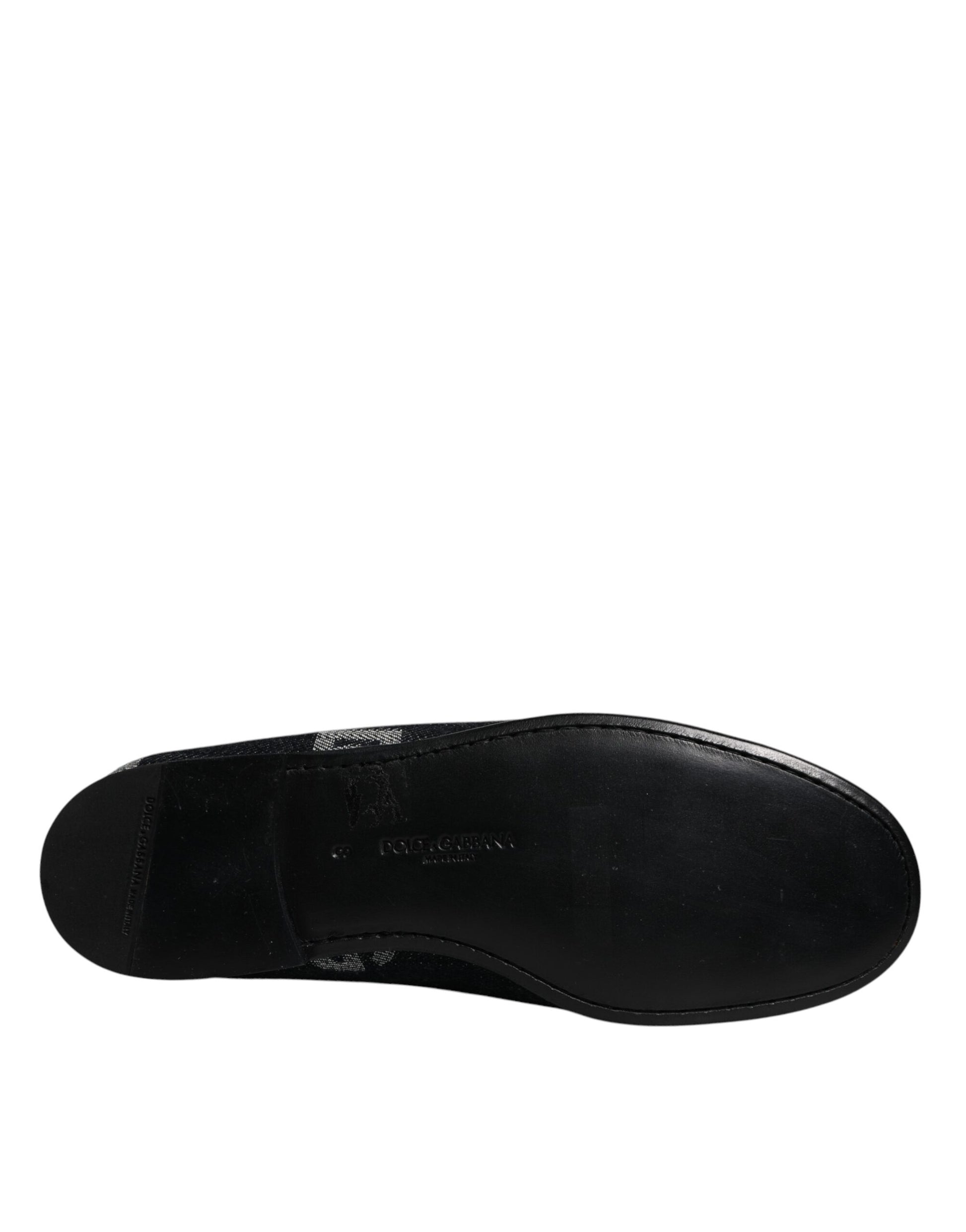 Black Logo Cotton Loafers Formal Dress Shoes