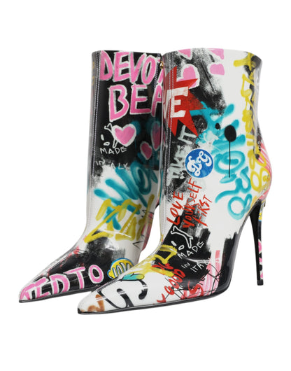 Multicolor Graffiti Keira Mid Calf Boots Shoes