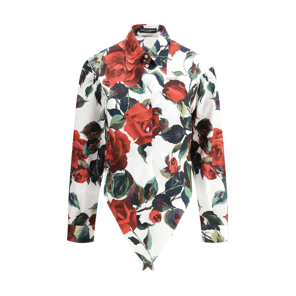 Asymmetrical rose print Shirt