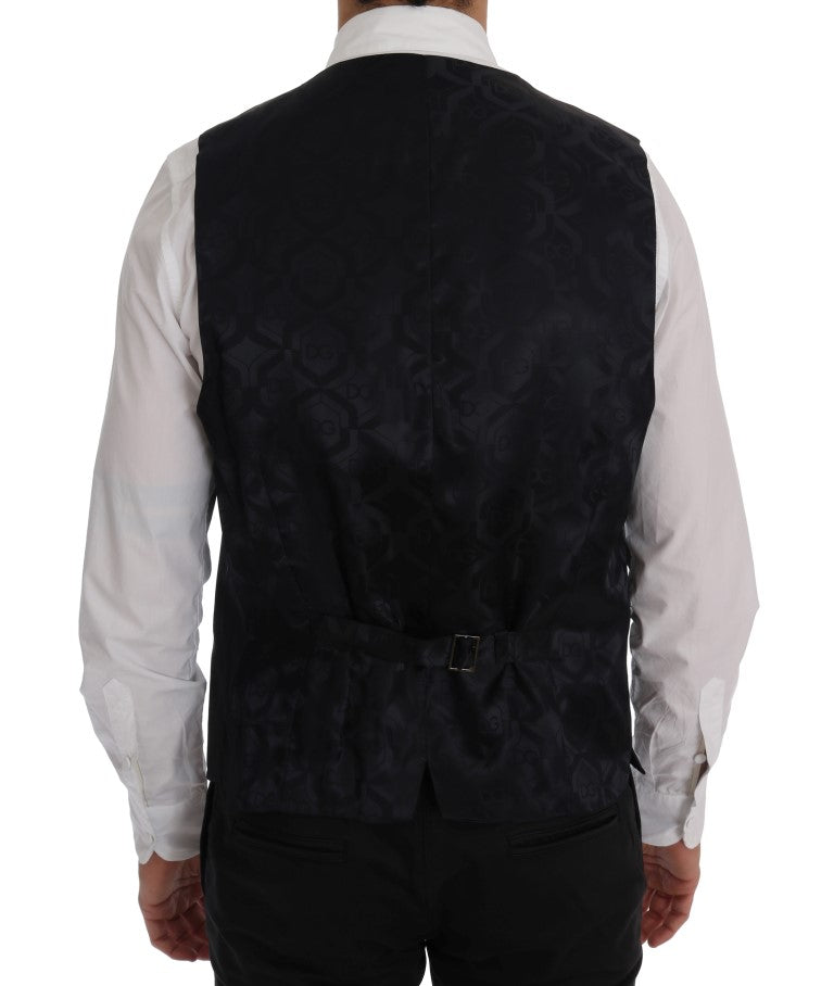 Elegant grijs gestreept wollen mix vest