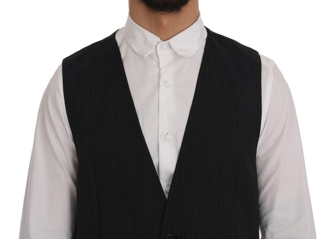 Elegant grijs gestreept wollen mix vest