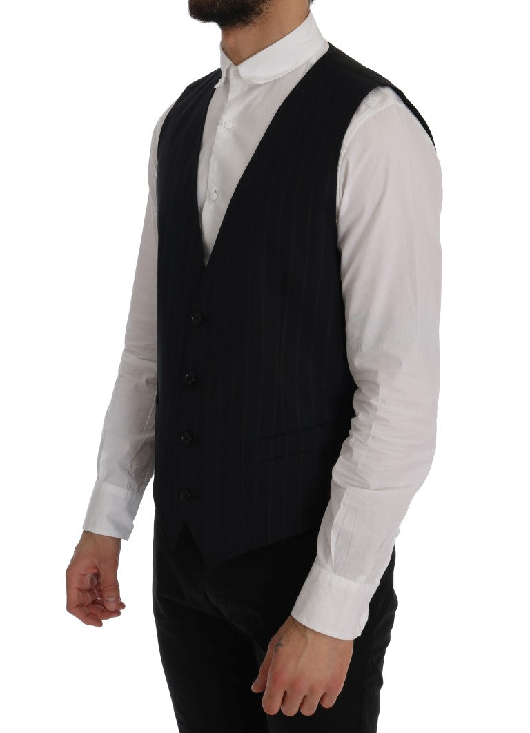 Elegant Striped Wool Blend Vest Waistcoat