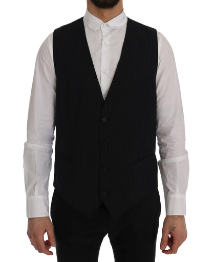 Elegante blauwe gestreepte gilet