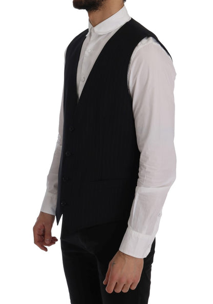 Elegante blauwe gestreepte gilet