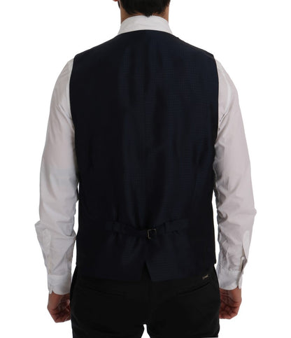 Elegante blauwe gestreepte gilet