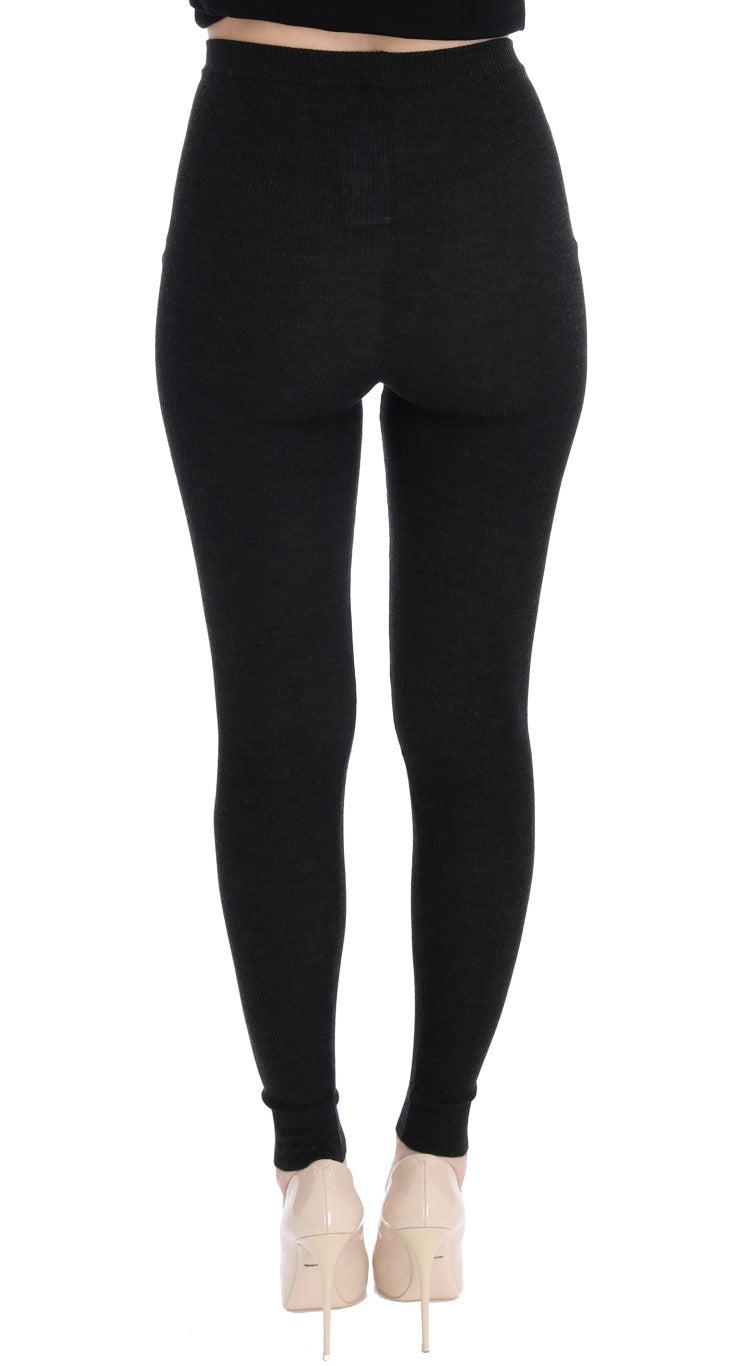 Elegante wollen pantybroek met hoge taille in donkergrijs