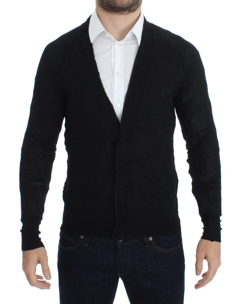 Elegante zwarte merinowol cardigan