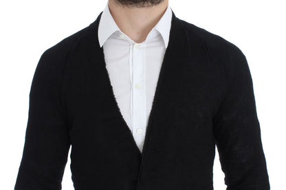 Elegante zwarte merinowol cardigan