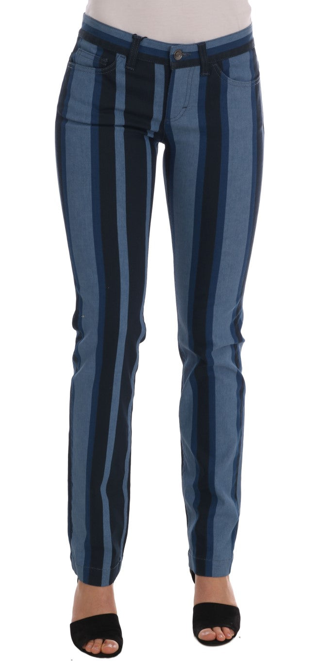 Chic blauw gestreepte slim fit meisjesjeans