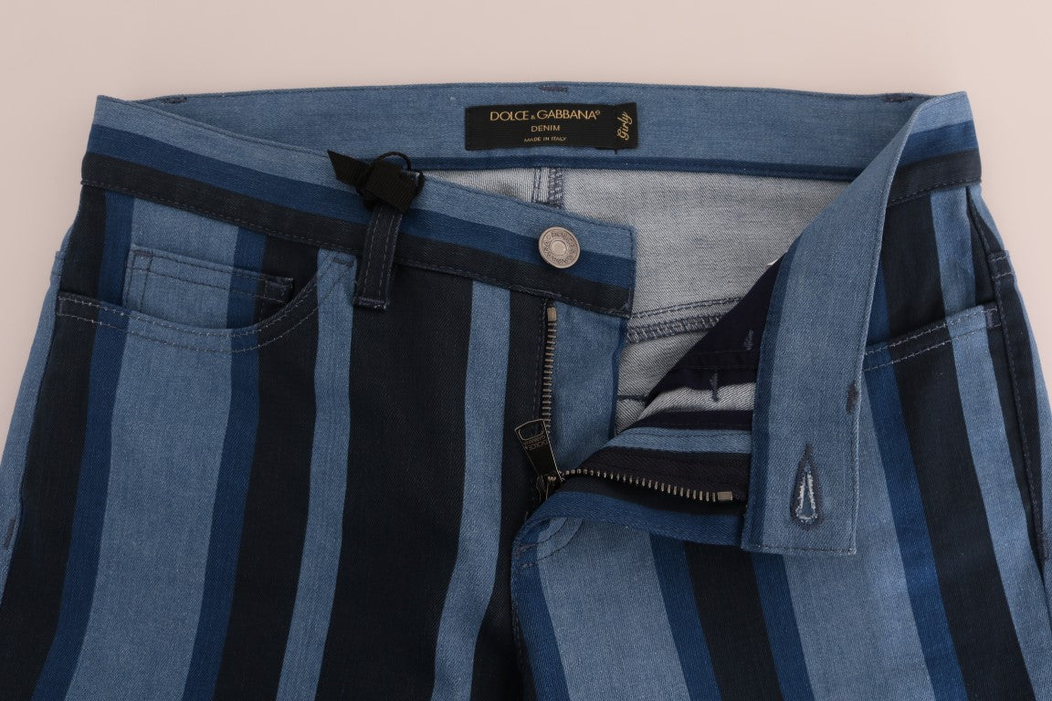 Chic blauw gestreepte slim fit meisjesjeans